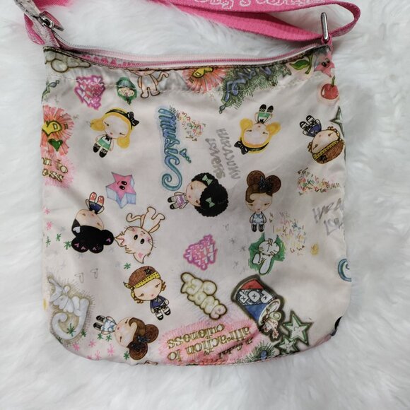 Harajuku Lovers Cute Cartoon Graphics Pink Strap Twee Crossbody Satchel Bag - Picture 3 of 12